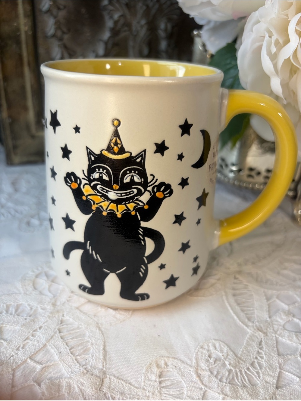 Retro vintage Halloween black cat mug new